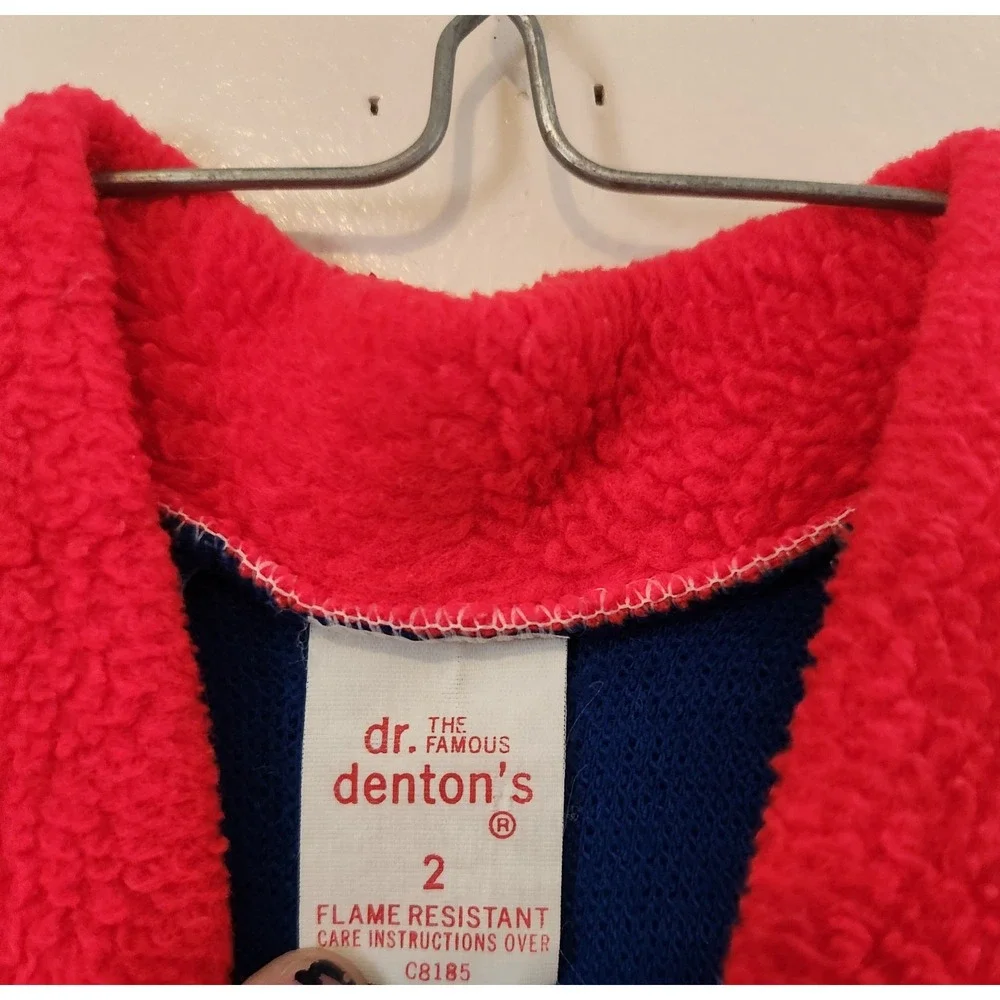 Vintage Dr. Denton Red‎ Blue Size 2 Flame Resistant Robe Red And Blue With Tie